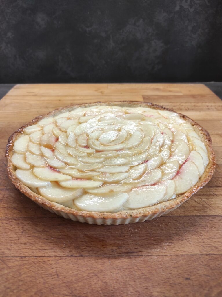 Tarte aux pêches blanche